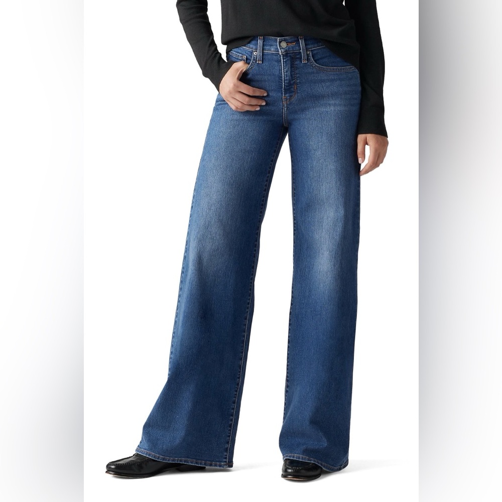 Levi's Women’s 318 Shaping Wide-Leg Mid-Rise Blue Denim Jeans 30 x 32